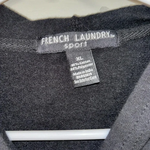 French Laundry Hoodie Mens Large Gray Sport Pullover Oversized Sweatshirt - Picture 2 of 4